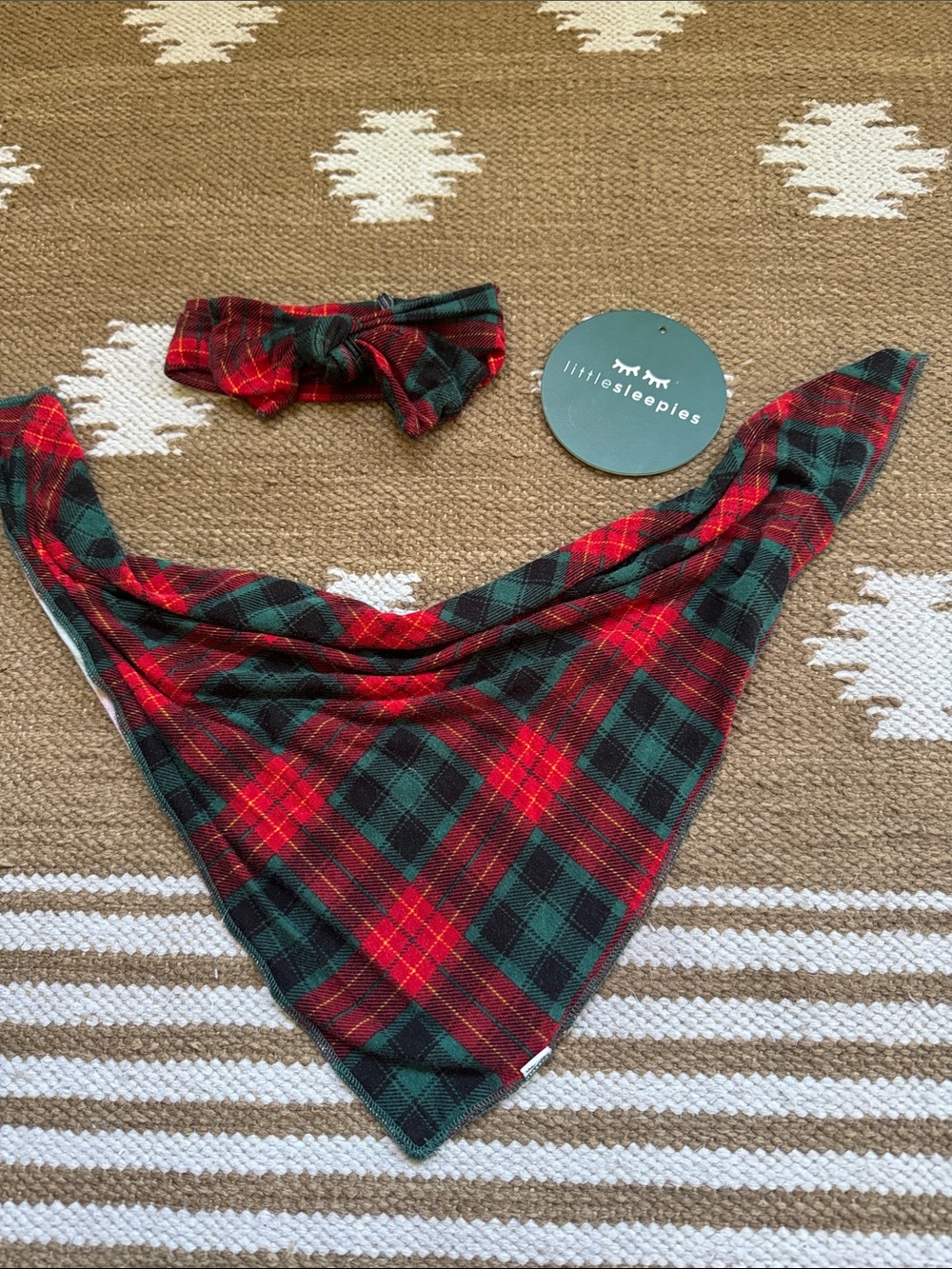Little Sleepies Tartan Plaid Bow and Bandana